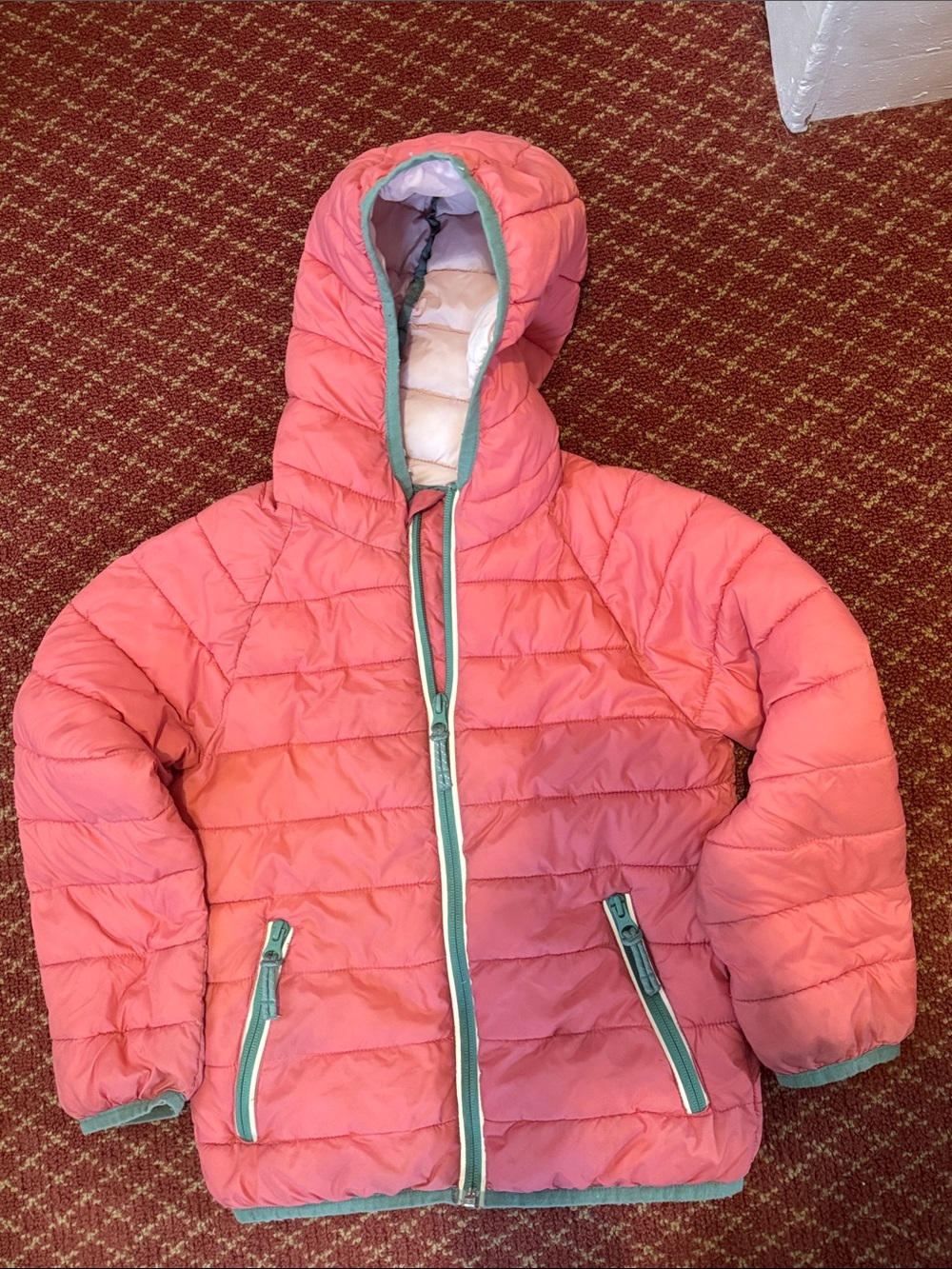 Mini Boden Coral Pink Hooded Jacket -6/7 yrs